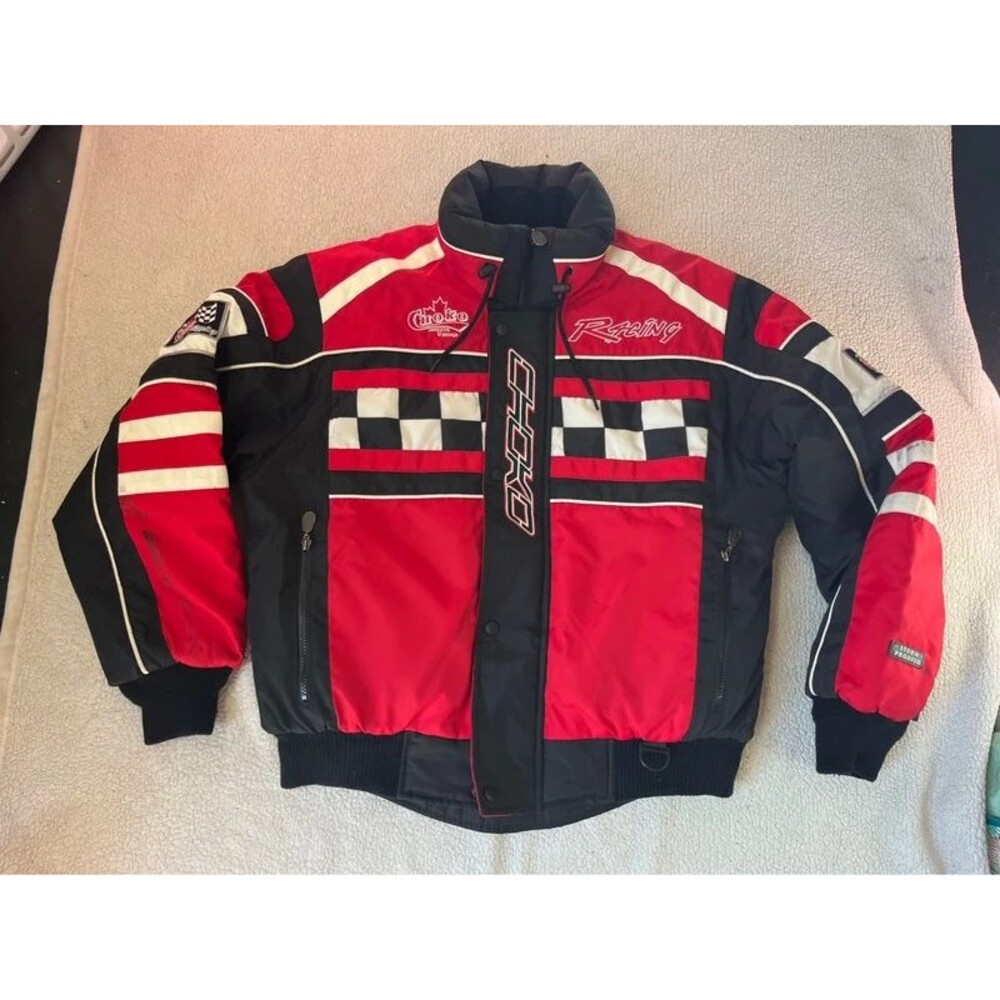 Vintage 90s Choko Black & Red Racing Jacket Mens Large